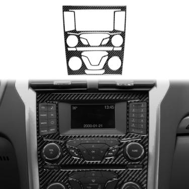 Imagem de PJFUS Adesivo de painel de controle de painel de controle de carro de fibra de carbono preto 3K preto real compatível com Ford Fusion S SE Titanium 2013-2021/Ford Mondeo 2014-2022