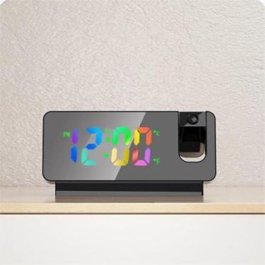Imagem de Relógio de Mesa Digital com Projetor LED, Display Colorido, Alarme, Temperatura, Formato 12/24h para Quarto e Escritório