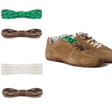 Imagem de JACCOBEE Conjunto de 4 cadarços de cores mistas, adequado para esportes modernos e tênis casuais, tênis de corrida retrô e sapatilhas de camurça.