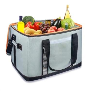 Imagem de Cooler Termico，Grande Capacidade de 48 Litros，TéCnicas de ImpermeabilizaçãO e VedaçãO Contra Vazamentos，Design DobráVel com AlçA de Transporte，MantéM a Cerveja e a Comida Quentes(Cinza)