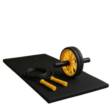 Imagem de Kit Treino Funcional Colchonete Roda Abdominal Corda de Pular Corpo Saudável Treino Seguro em Casa equipamentos de academia em casa(Amarelo)