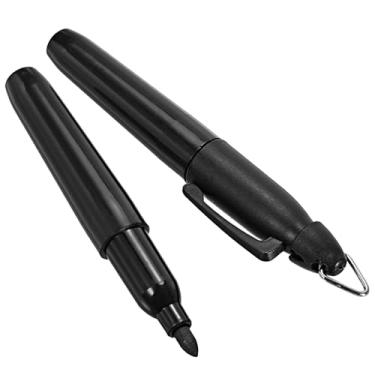 Imagem de PATIKIL Mini marcadores permanentes, pacote com 2 canetas marcadoras de bola de golfe com clipe para chaveiro para reuniões de escritório, atividades ao ar livre, tinta preta