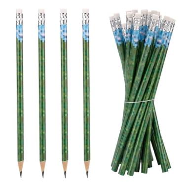 Imagem de 20 Conjunto de Lápis Pixel, Lápis Madeira Verde e Vermelho Tema Videogame Borrachas Boom Artigos Festa Prêmios Escolares Lembrancinhas Aniversário e Material Escritório Estudantes (Estilo 2)