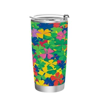 Imagem de Wassud Copo Lush Grass de 340 g com tampa e canudo de aço inoxidável de parede dupla copo isolado para viagem caneca de café para bebidas frias e quentes