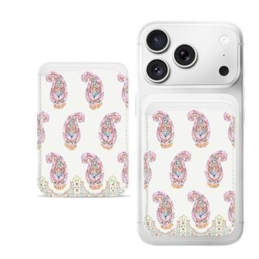 Imagem de Suporte magnético para iPhone, carteira fina de couro PU, capa para cartão, capa traseira para cartão, acessório de telefone fofo