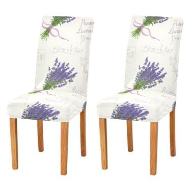 Imagem de xigua Capas de cadeira vintage lavanda 4 peças, capas elásticas laváveis para cadeira de cozinha, protetor de assento removível para festas de fim de ano, cozinha, hotel, sala de jantar, casamento411