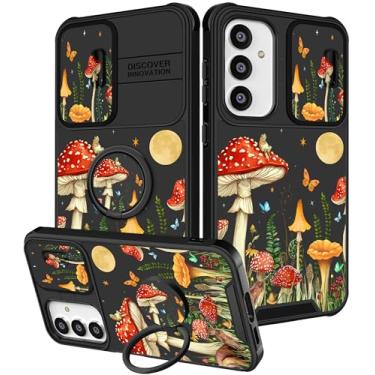 Imagem de Funermei Capa para Samsung Galaxy S24 Plus - Capa de telefone feminina bonita feminina estética cogumelo lua design exclusivo com capa de câmera e suporte de anel Funda para Samsung S24 Plus