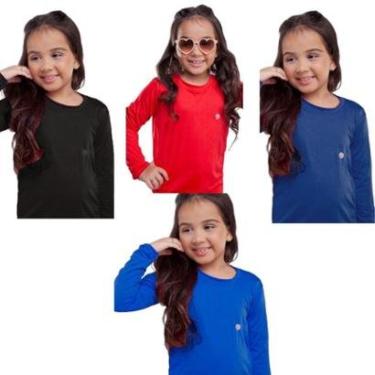 Imagem de Kit 4 Blusa Infantil Térmica Uv50+ Proteção Solar Menino Segunda Pele Praia-Feminino