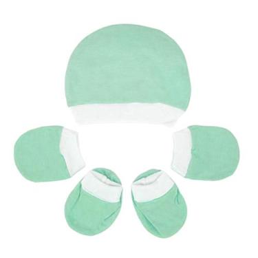 Imagem de Kit Maternidade Recém Nascido 3 Peças Bebê Touca Luvas Meias - Koala B