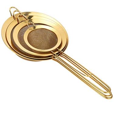 Imagem de Ymiko Filtro de Aço Inoxidável da Malha da Peneira Farinha Cozinha de 4 Pces para Assar e Coar o Resíduo do óleo, Sucos de Frutas