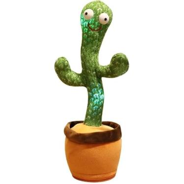 Imagem de Cacto de Pelúcia Interativo Dançante e Musical | Brinquedo Repete Fala e Emite Luzes | Anti Stress e Estimulante para Crianças | Companheiro de Sono e Diversão | Altura Aproximada: 32cm