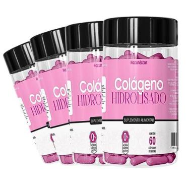Imagem de Kit 4 Potes Colágeno Hidrolisado Suplemento Natural Vitamina Puro 240 