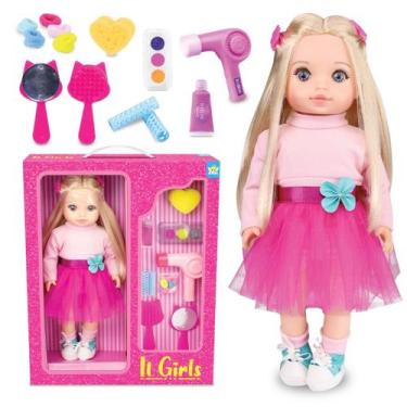 Imagem de Boneca IT Girl Salão de Beleza Acessórios Vestido Rosa Loira - Anjo Br