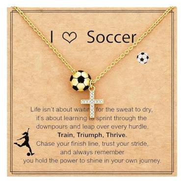 Imagem de Drefund Colar de softbol/futebol/voleibol/basquete presentes para meninas adolescentes, enfeites de meia para mulheres, pingente de cruz, acessórios esportivos cristãos presentes de aniversário e