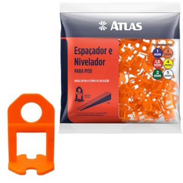 Imagem de Nivelador Para Piso Laranja 3mm Para Pisos Azulejos e Pedras Pacote com 100 Unidades | Atlas