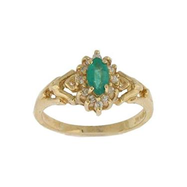 Imagem de Anel de esmeralda com diamantes | Anel de diamante Designed by Ellen Marquise de esmeralda natural em ouro 14k, Metal, Esmeralda