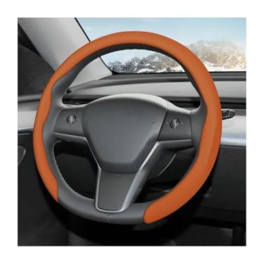 Imagem de FALVFUN Capa de volante de carro, couro napa de 38 cm, antiderrapante, respirável, protetor de volante de veículo, acessórios de decoração de interiores automotivos, universal para caminhão SUV RV