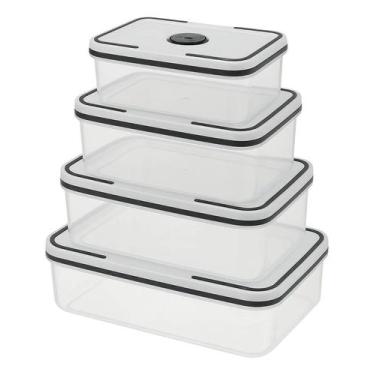 Imagem de Conjunto 4 Potes Herméticos Quadrado de Plástico Com Tampa - TOP RIO