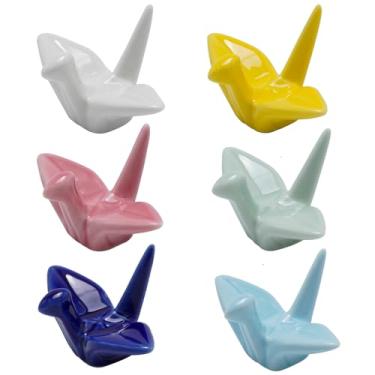 Imagem de 6 peças de suporte de pauzinhos de cerâmica de porcelana para colher pauzinhos, facas, utensílios de mesa, origami, guindaste
