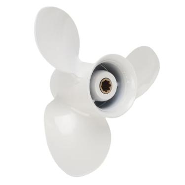 Imagem de Tbest Hélice Externa de Barco 9 1/4x10 Passo 3 Lâminas Liga de Alumínio Rotação para a Direita 8 Dentes Estriados Substituição para Motores Externos F9.9 15 63V 45952 10 EL