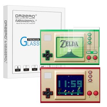 Imagem de Orzero (Pacote com 4) Protetor de tela de vidro temperado compatível com Game & Watch The Legend of Zelda/Super Mario Bros, protetor de pantalla 9 dureza, alta definição, antiarranhões, sem bolhas