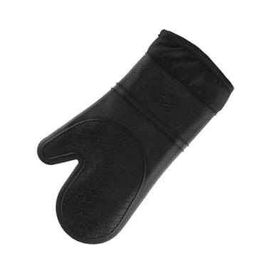 Imagem de Luvas de forno resistentes ao calor | Silicone e algodão premium, proteção de até 260 °C, aderência antiderrapante para cozinha, churrasqueira, assar e cozinhar, design preto elegante