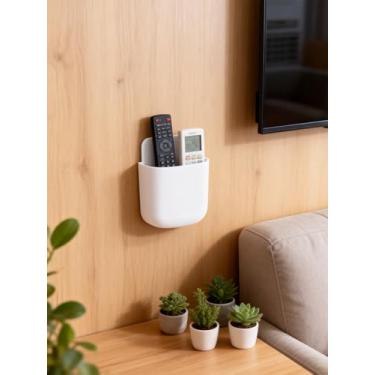 Imagem de Organizador remoto montado na parede, sem furadeira, prateleira de armazenamento para TV, controle de ar condicionado, quarto, cabeceira, suporte de carregamento de telefone
