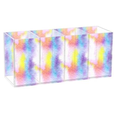 Imagem de TSENQUE Porta-canetas aquarela, arco-íris, cores vibrantes, para mesa, fofo, animal, floral, caneta, organizador de canetas, copos de lápis