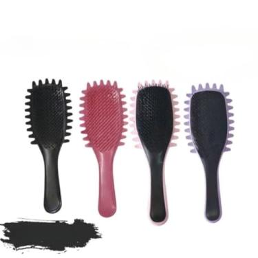 Imagem de Pente de Salto de Massagem Palha de Trigo Multifuncional Pente de Ondulação com Airbag para Cabelo Liso e Cacheado (Rosa)