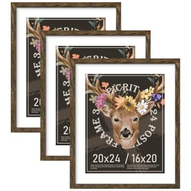 Imagem de Picrit Moldura de 50 x 61 cm, pacote com 3, moldura marrom para pôster, pôster 40 x 50 com tapete ou 51 x 61 sem tapete para montagem na parede horizontal ou vertical