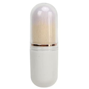 Imagem de Cryfokt Escova de pó de Unha Portátil Retrátil de Fibra Artificial Escova de pó de Unha para Fácil Maquiagem, de Limpeza de de para Arte de, Material ABS (Branco)