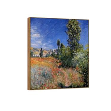 Imagem de BMZFYBS Claude Monet Famosa impressão em tela de parede pronta para pendurar - paisagem - pintura de moldura de madeira para decoração de sala de estar 90 x 108 cm 35 x 42 pol
