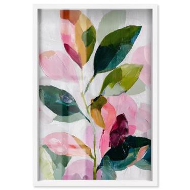 Imagem de Artistic Arbor I Shadowbox Print Pink Palm Wall Art por Art Remedy, moldura branca, 21 x 31