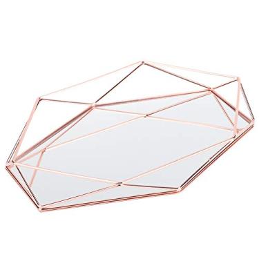 Imagem de GLOGLOW Caixa de Armazenamento Organizador de Armazenamento Decorativo Com Base Antiderrapante, Acrílico Transparente, 10,8 X 7,3 X 1,6 Polegadas, para Maquiagem de Joias, Bandeja de Espelho (Ouro