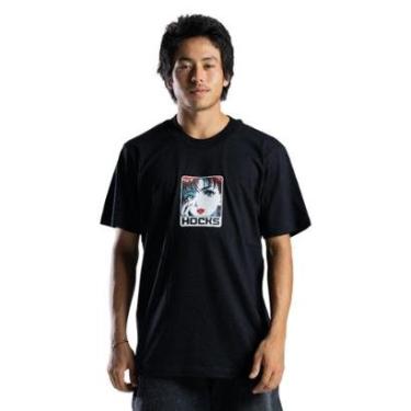 Imagem de Camiseta Masculina Hocks Adulto Otaku Preto-Masculino