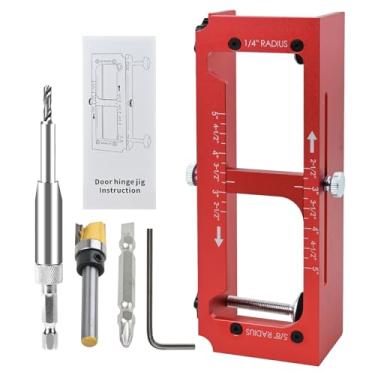 Imagem de Gabarito de dobradiça de porta, mortiser de dobradiça de porta de liga de alumínio, gabarito de encaixe ajustável para dobradiças de porta de 6,3 cm a 12,7 cm de comprimento e tipos de quadrados, raio
