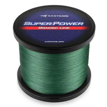 Imagem de KastKing Linha de pesca trançada Superpower, verde musgo, 29,5 kg, 300 + 27 jardas (8 fios)