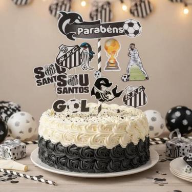 Imagem de Topo De Bolo Time Futebol Santos Parabéns S.f.c Aniversário - Shop da 