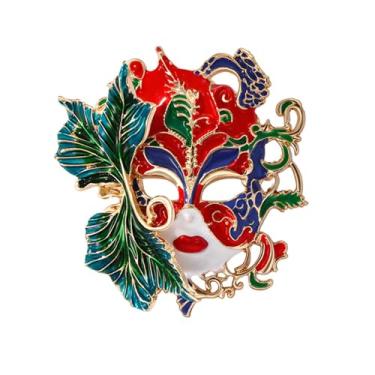 Imagem de coadipress Broche de máscara vintage para mulheres e homens broches de corsage esmaltados coloridos para carnaval carnaval vestido de casamento acessórios, Middle, Liga de aço, Sem Pedra Preciosa