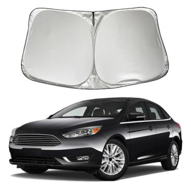 Imagem de SZYUCHEN Para-brisa de carro para-sol compatível com Ford Focus S RS ST SE SEL Titanium 2012-2018 Hatchback acessórios, capa de viseira de janela frontal de carro dobrável cooler