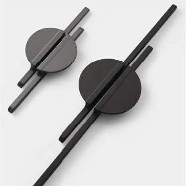 Imagem de Puxadores de porta de guarda-roupa semicírculo preto claro puxadores de armário de liga de zinco puxadores de porta de armário ferragens de móveis 1 peça (preto 288 mm)