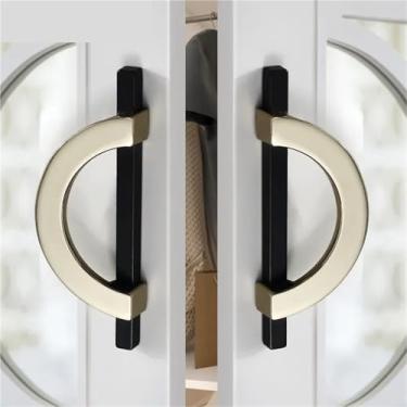 Imagem de HTNAFONI Puxadores de armário de liga de zinco para puxadores de gaveta de móveis puxadores de armário modernos para móveis domésticos ferragens 1 peça (ouro preto 128 mm)