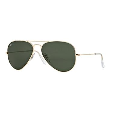 Imagem de Ray-Ban Óculos de sol aviador clássico RB3025, Ouro branco/verde cristal, 58 mm