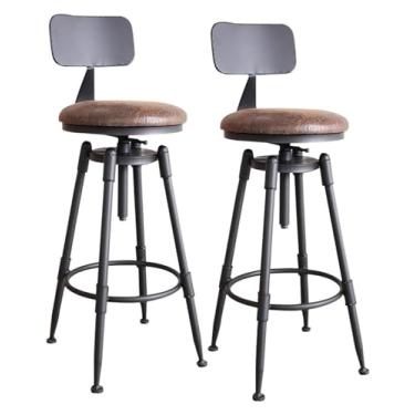 Imagem de WYNSJDBB Conjunto de 2 cadeiras de bar industriais, cadeiras giratórias redondas de metal com apoio para os pés para sala de festas, bistrô, café, café da manhã, apoio para os pés