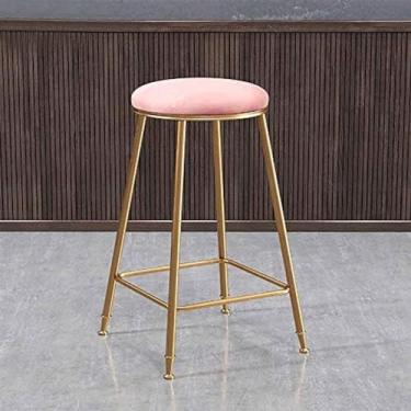 Imagem de Banco De Barra De Veludo, Cadeira De Jantar Empilhável De Altura 30"/75 Cm, Banco De Balcão Estofado, Banco De Destaque Moderno Com Assento Redondo, Pernas De Metal, Para Horta,B,18 Pol./45 Cm,Con