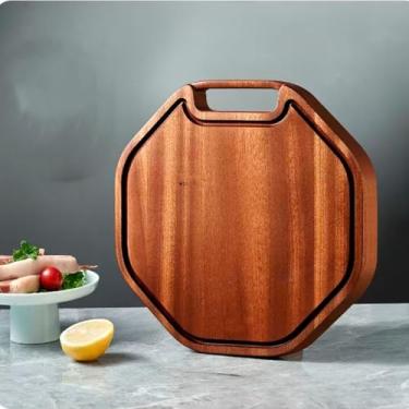 Imagem de Tábua de Corte em Madeira Maciça para Carne e Legumes, Churrasco e Cozinha, Resistente e Fácil de Limpar (1 (27cmx27cm))