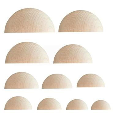 Imagem de YDJIANCAI 2 peças bolas redondas inacabadas grandes de madeira de faia meia esfera, ornamentos de madeira, esferas sortidas para projetos de artesanato DIY, joias, materiais de arte (tamanho: 15 cm)