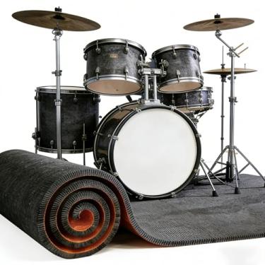 Imagem de Tapete de tambor antiderrapante 6 mm de espessura, tapete de tambor inferior à prova de som para kit de bateria elétrica/acústica, acessórios de bateria protetora antiderrapante, presente ideal para