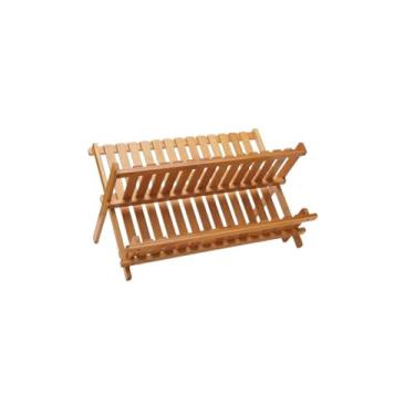 Imagem de Escorredor de Pratos Dobrável em Bambu 100% Natural – Suporte de Bambu para Louças – Escorredor Topchef 43 x 43 x 3,2 cm