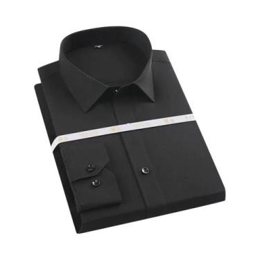 Imagem de Camisa Masculina Slim Fit De Cor Sólida Casual De Negócios Manga Longa